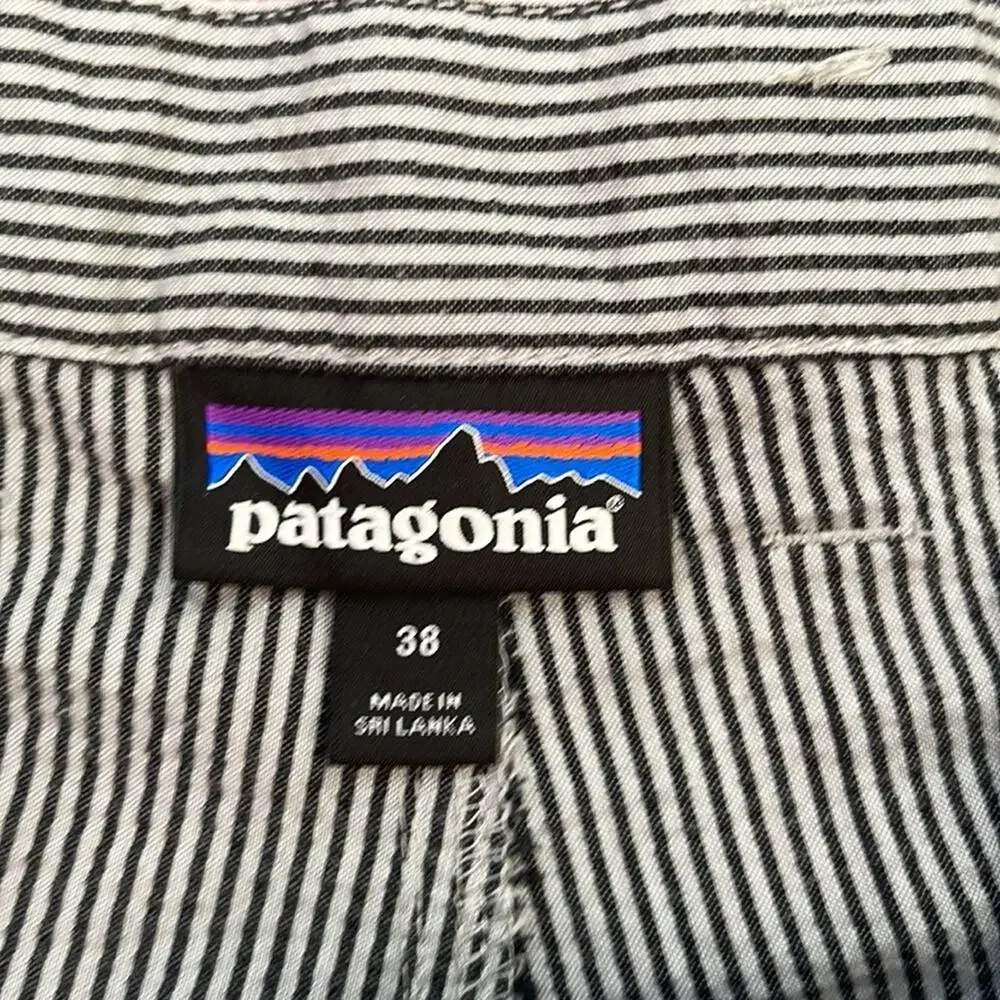 Patagonia striped textured seersucker flat front dress shorts sz 38